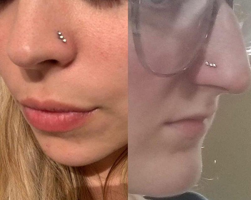 MODRSA Silver Gold Nose Studs Nostril Piercings Threadless Push in Nose Rings Stud L Shaped Surgical Steel Hypoallergenic Flat Back Helix Earrings Screw Studs Crokscrew Nostril Jewelry for Women Men - Image 4